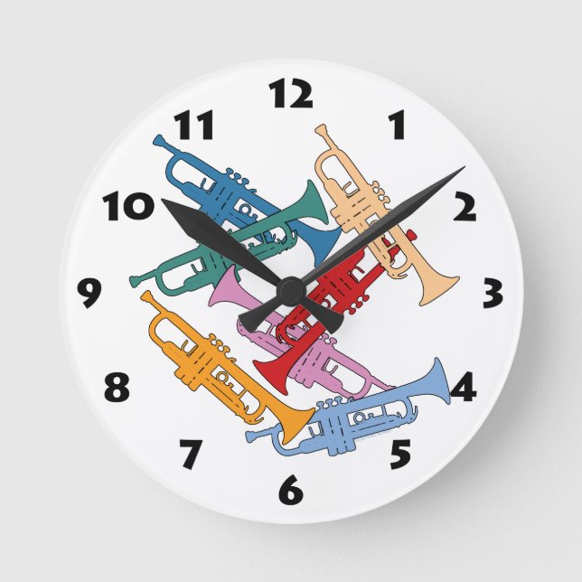 Colourful Trumpet Round Clock (Front)