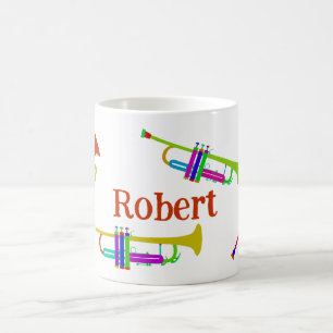 Colourful Trumpets Personalised Coffee Mug