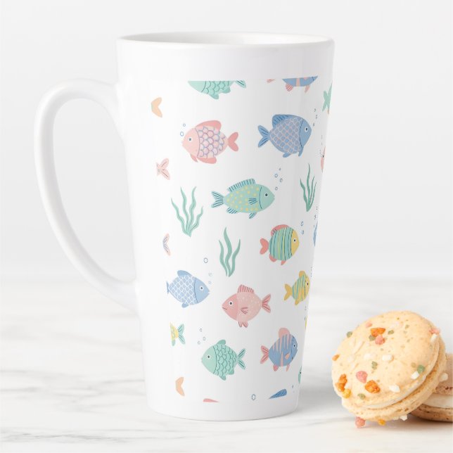 Colourful Tulimet Tropical Fish Pattern Latte Mug (In Situ)