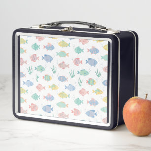 Colourful Tulimet Tropical Fish Pattern  Metal Lunch Box