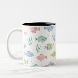 Colourful Tulimet Tropical Fish Pattern  Two-Tone Coffee Mug