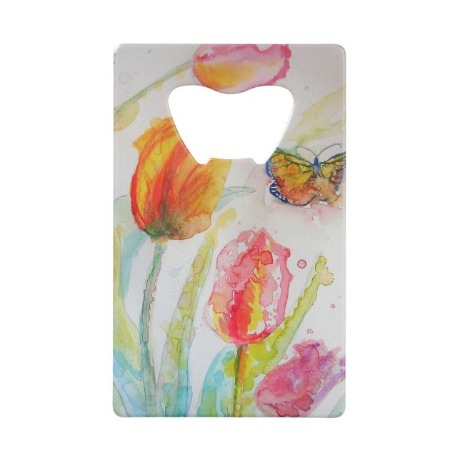 Colourful Tulip and Butterfly Watercolor floral (Front)