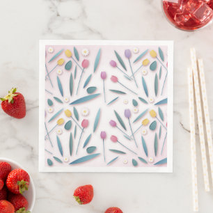 Colourful Tulip and Daisy Paper Napkins Tableware