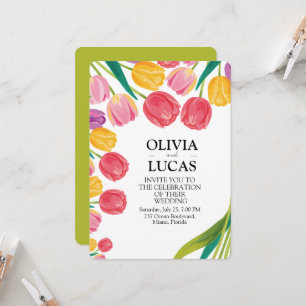Colourful Tulip elegant floral Wedding Invitation