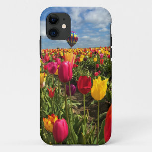 Colourful Tulip Field with Balloon iPhone 11 Case