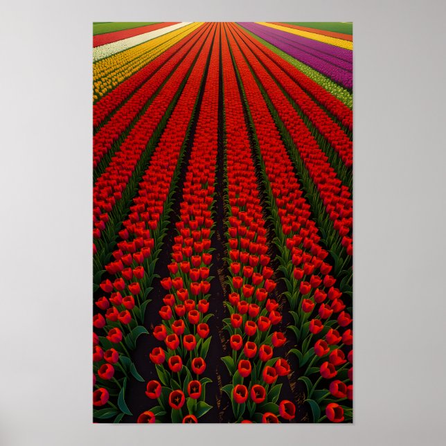 Colourful Tulip Fields Poster (Front)