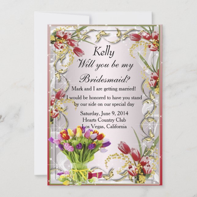 Colourful Tulip Floral Bridesmaid Card (Front)