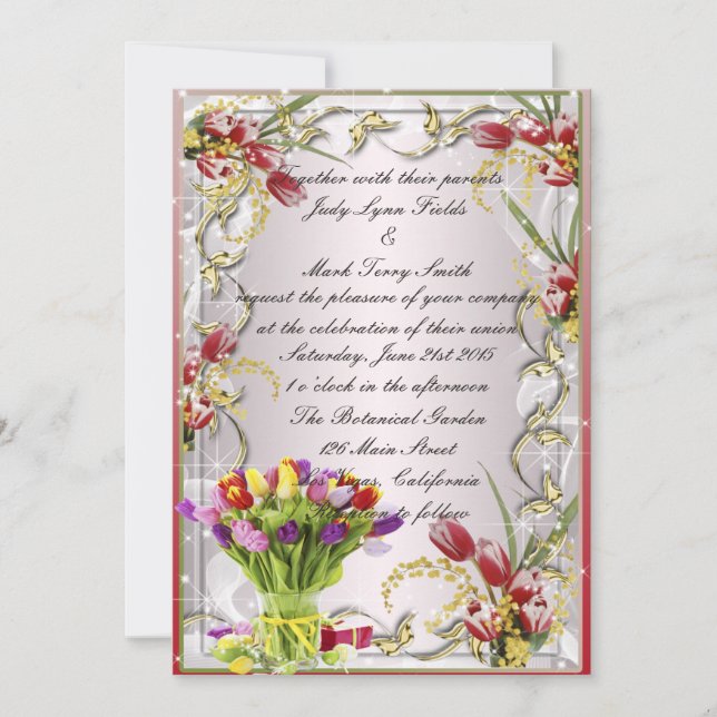 Colourful Tulip Floral Invitation (Front)