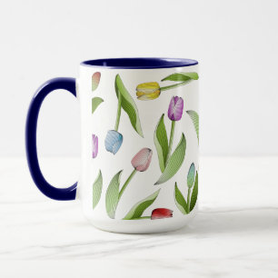 Colourful Tulip Floral Pattern Coffee Mug