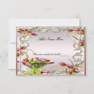 Colourful Tulip Floral Table Place Card