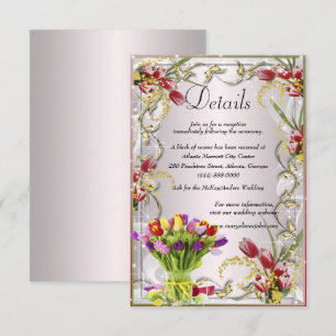 Colourful Tulip Floral Wedding Details Enclosure Card