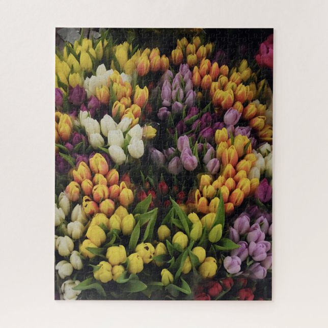 Colourful Tulip Flower Garden in Bloom, Hard Jigsaw Puzzle (Vertical)