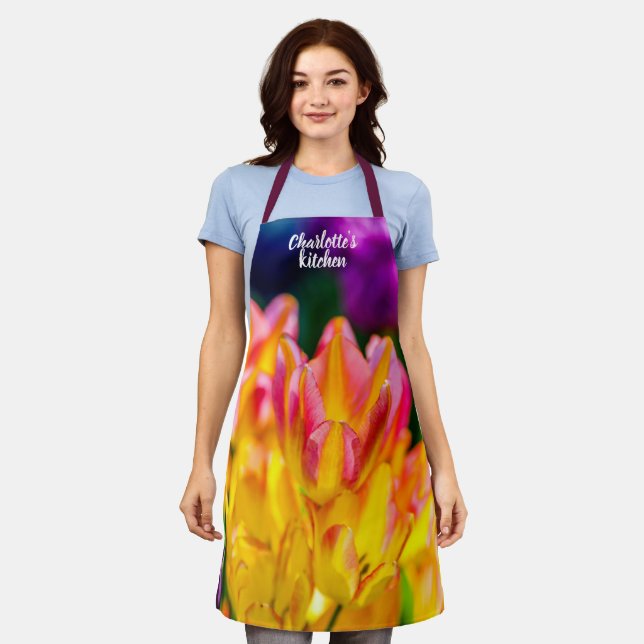 Colourful Tulip Flowers Apron (Worn)