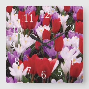 Colourful Tulip Flowers Clock