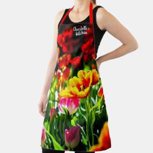 Colourful Tulip Flowers In Spring Apron