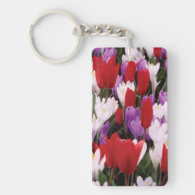 Colourful Tulip Flowers Key Chain (Front)