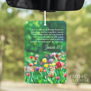 Colourful Tulip Garden Bible Scripture Car Air Freshener