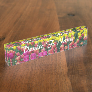 Colourful Tulip Garden Floral Nameplate