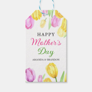 Colourful Tulip Mother's Day Design Kids Names Gift Tags