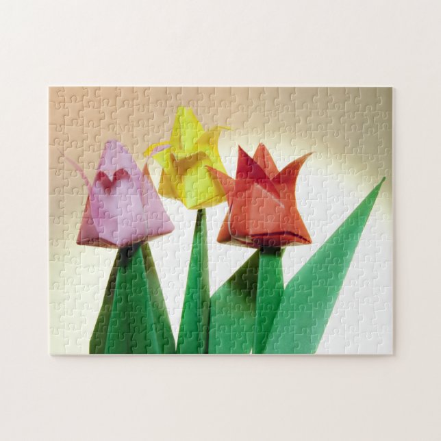 Colourful Tulip Origami Flowers Puzzle (Horizontal)