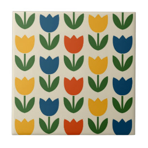 Colourful Tulip Pattern Ceramic Tile
