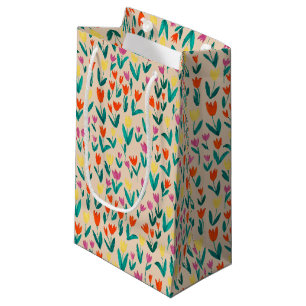 Colourful Tulip Pattern Cute Floral Spring Small Gift Bag