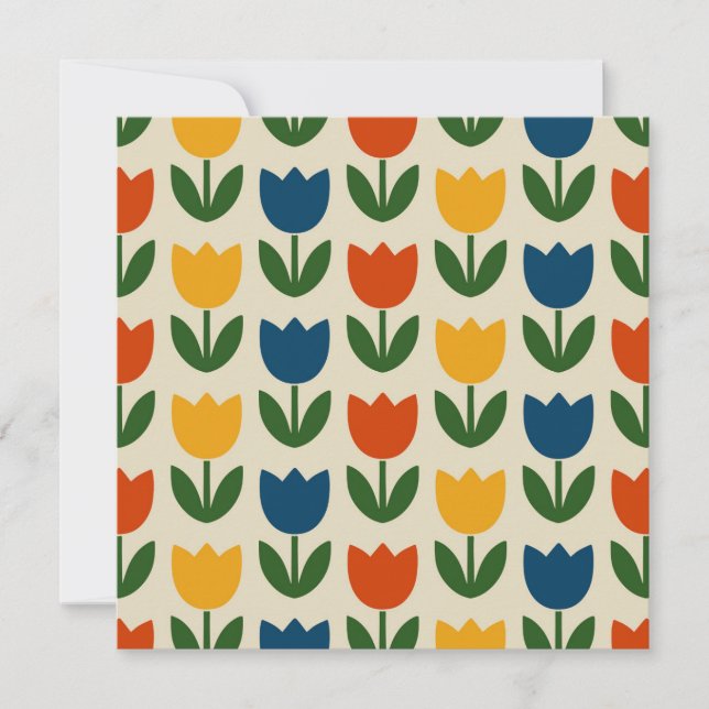 Colourful Tulip Pattern Invitation (Front)