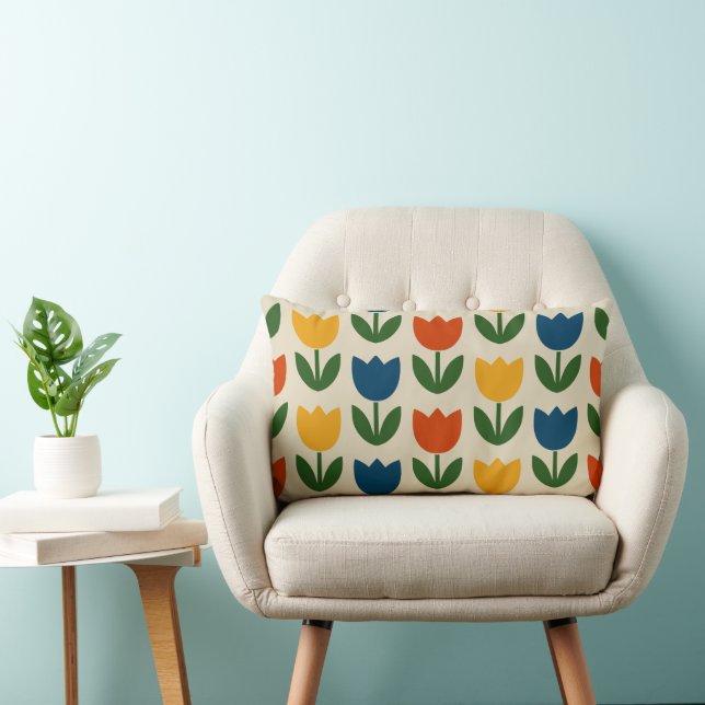 Colourful Tulip Pattern Lumbar Cushion (Chair)