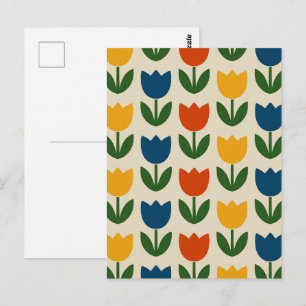 Colourful Tulip Pattern Postcard