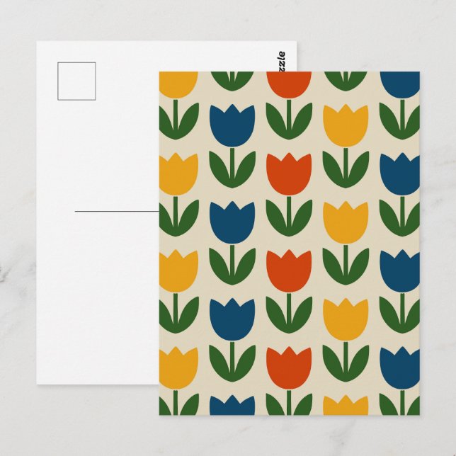 Colourful Tulip Pattern Postcard (Front/Back)