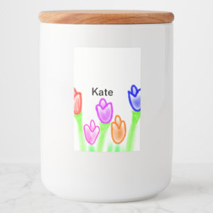 Colourful tulip watercolor add name text modern food label