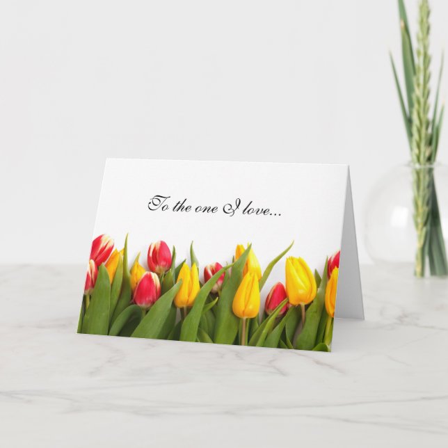 Colourful Tulips Anniversary Greeting Card (Front)