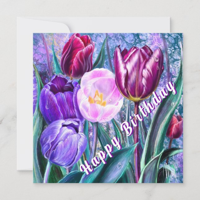 Colourful Tulips Birthday Card (Front)
