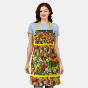 Colourful Tulips & Daffodils Flowers Apron