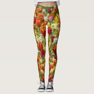 Colourful Tulips & Daffodils Flowers Legging