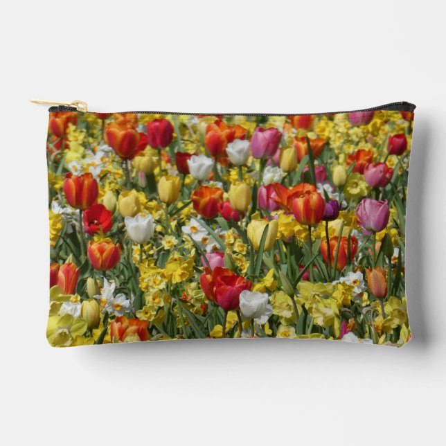 Colourful Tulips & Daffodils Pattern Cosmetic Bag (Front)