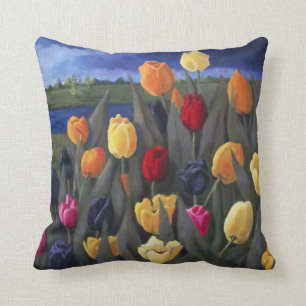 Colourful Tulips: Dutch, Holland: Acrylic Painting Cushion