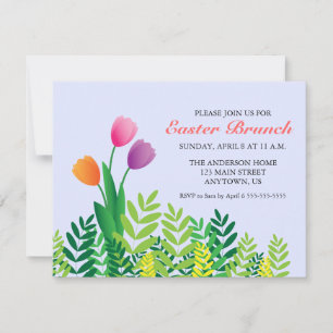 Colourful Tulips & Greenery Easter Brunch Invitation
