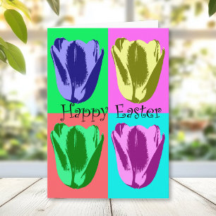 Colourful Tulips Happy Easter Happy Spring Holiday Card