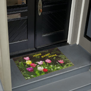 Colourful Tulips HOME SWEET HOME Door Mat