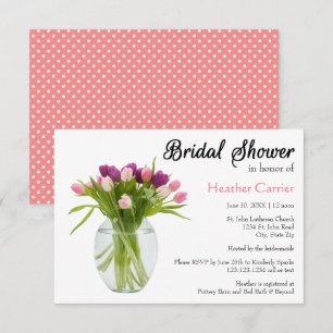 Colourful Tulips in Vase - 3x5 Bridal Shower Invit Invitation