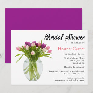 Colourful Tulips in Vase - Bridal Shower Invite