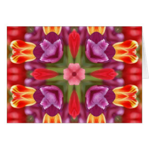 Colourful Tulips Kaleidoscope greeting card