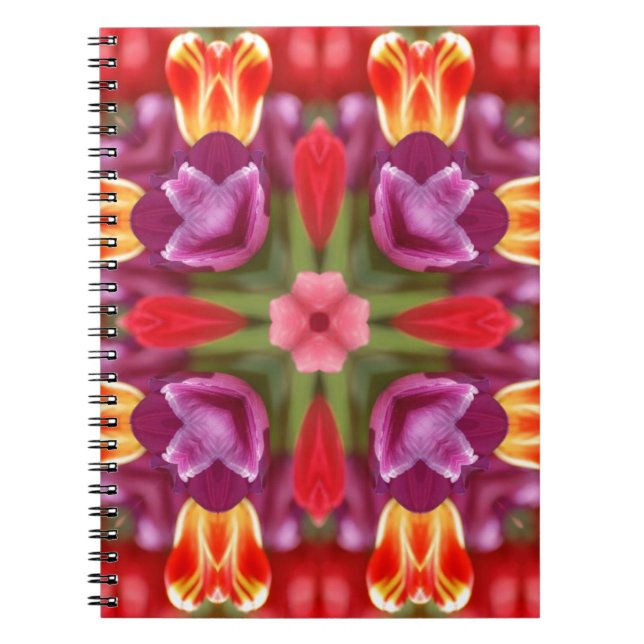 Colourful Tulips Kaleidoscope Notebook (Front)
