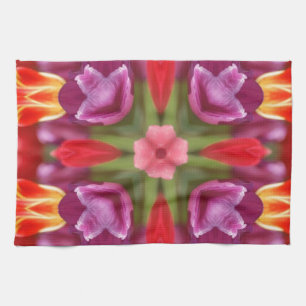 Colourful Tulips Kaleidoscope Tea Towel
