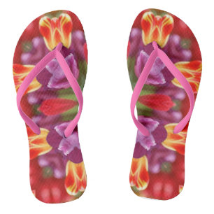 Colourful Tulips Kaleidoscope Thongs