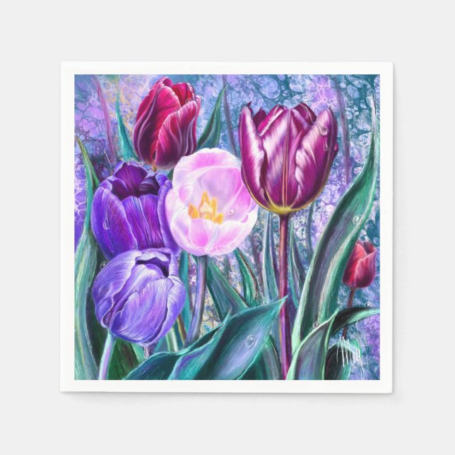 Colourful Tulips Napkins (Front)