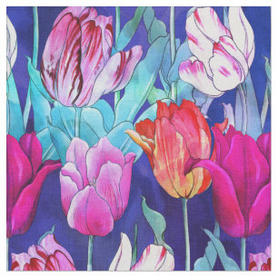 Colourful Tulips Pattern Fabric