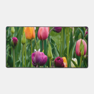 Colourful Tulips Print Desk Mat