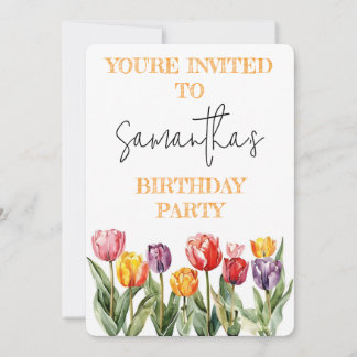 Colourful Tulips Spring Flowers Theme Invitation